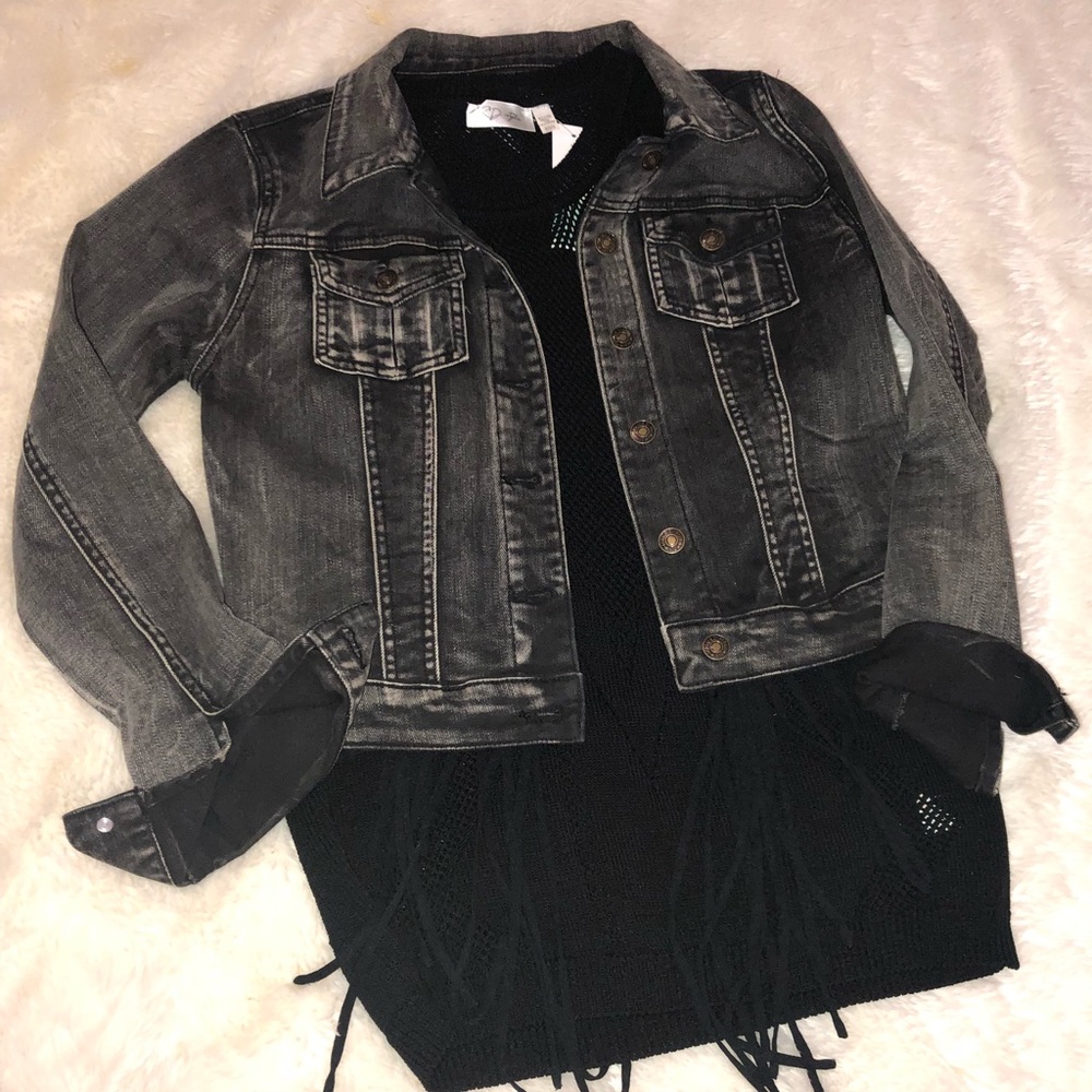Grey wash denim jacket